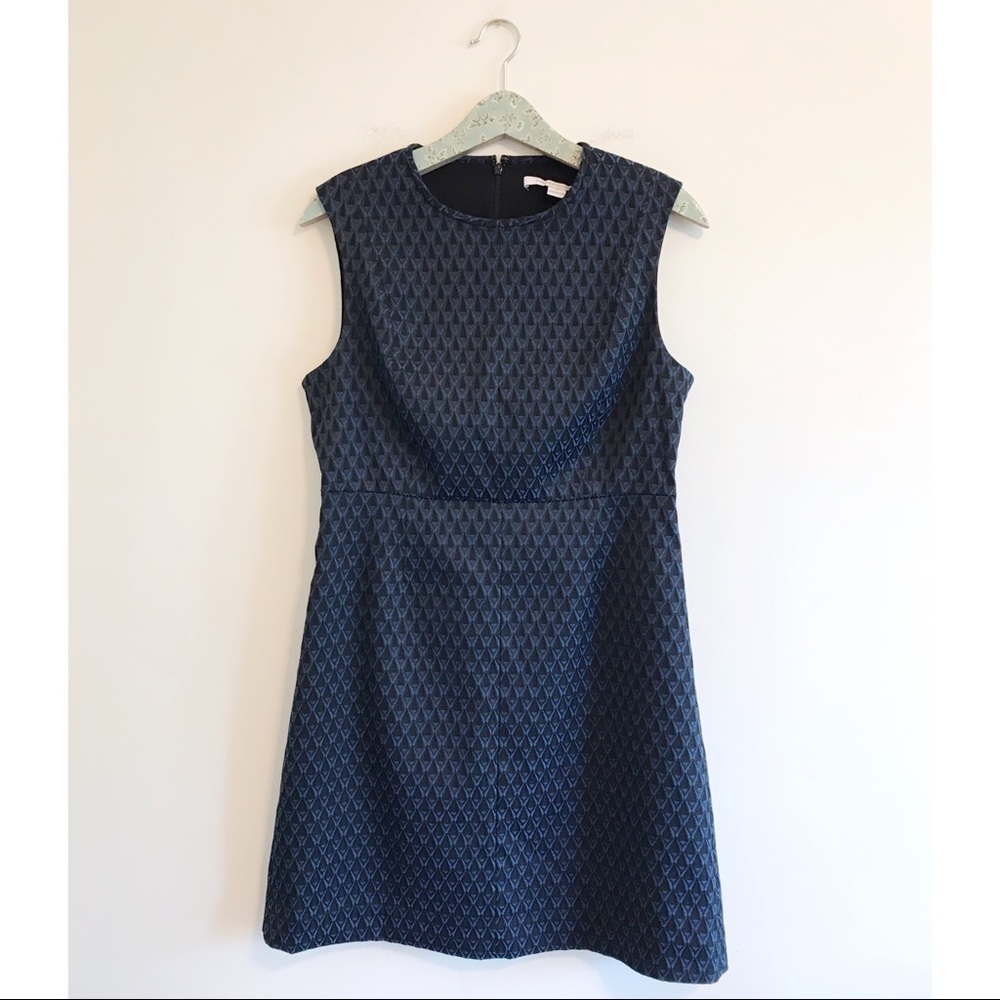 DVF Madyson Jacquard Mini Dress Blue Geo Print